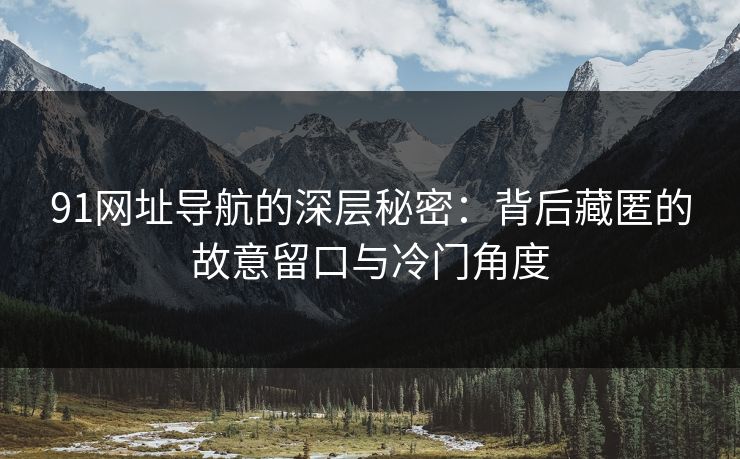 91网址导航的深层秘密：背后藏匿的故意留口与冷门角度
