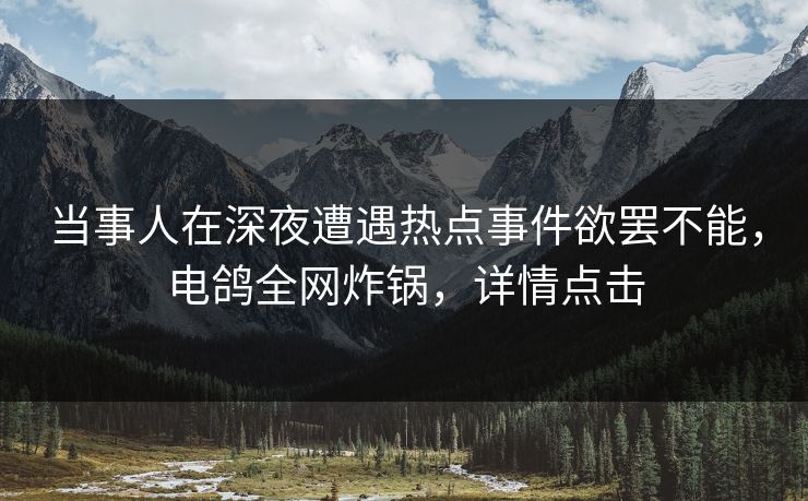 当事人在深夜遭遇热点事件欲罢不能，电鸽全网炸锅，详情点击