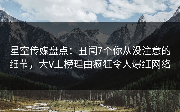 星空传媒盘点：丑闻7个你从没注意的细节，大V上榜理由疯狂令人爆红网络