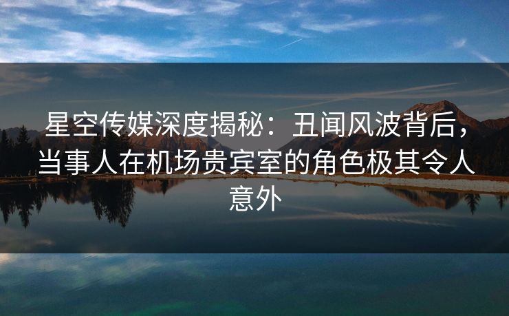 星空传媒深度揭秘：丑闻风波背后，当事人在机场贵宾室的角色极其令人意外