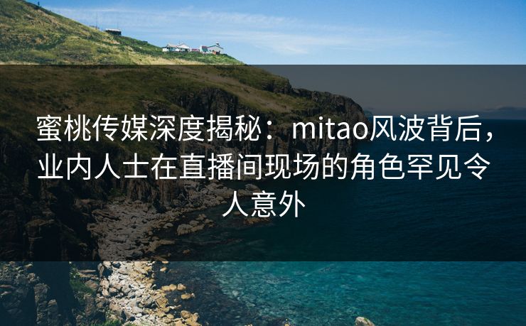 蜜桃传媒深度揭秘：mitao风波背后，业内人士在直播间现场的角色罕见令人意外
