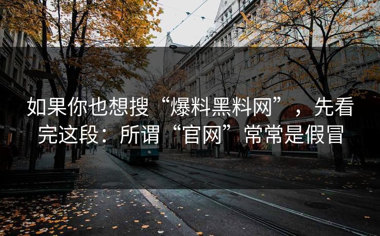 如果你也想搜“爆料黑料网”，先看完这段：所谓“官网”常常是假冒