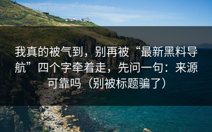 我真的被气到，别再被“最新黑料导航”四个字牵着走，先问一句：来源可靠吗（别被标题骗了）